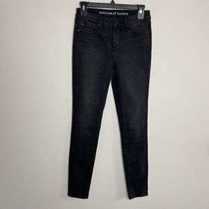 ARTICLES of SOCIETY Womens Black Denim Skinny Jeans EUC Distressed Stretch Sz 26